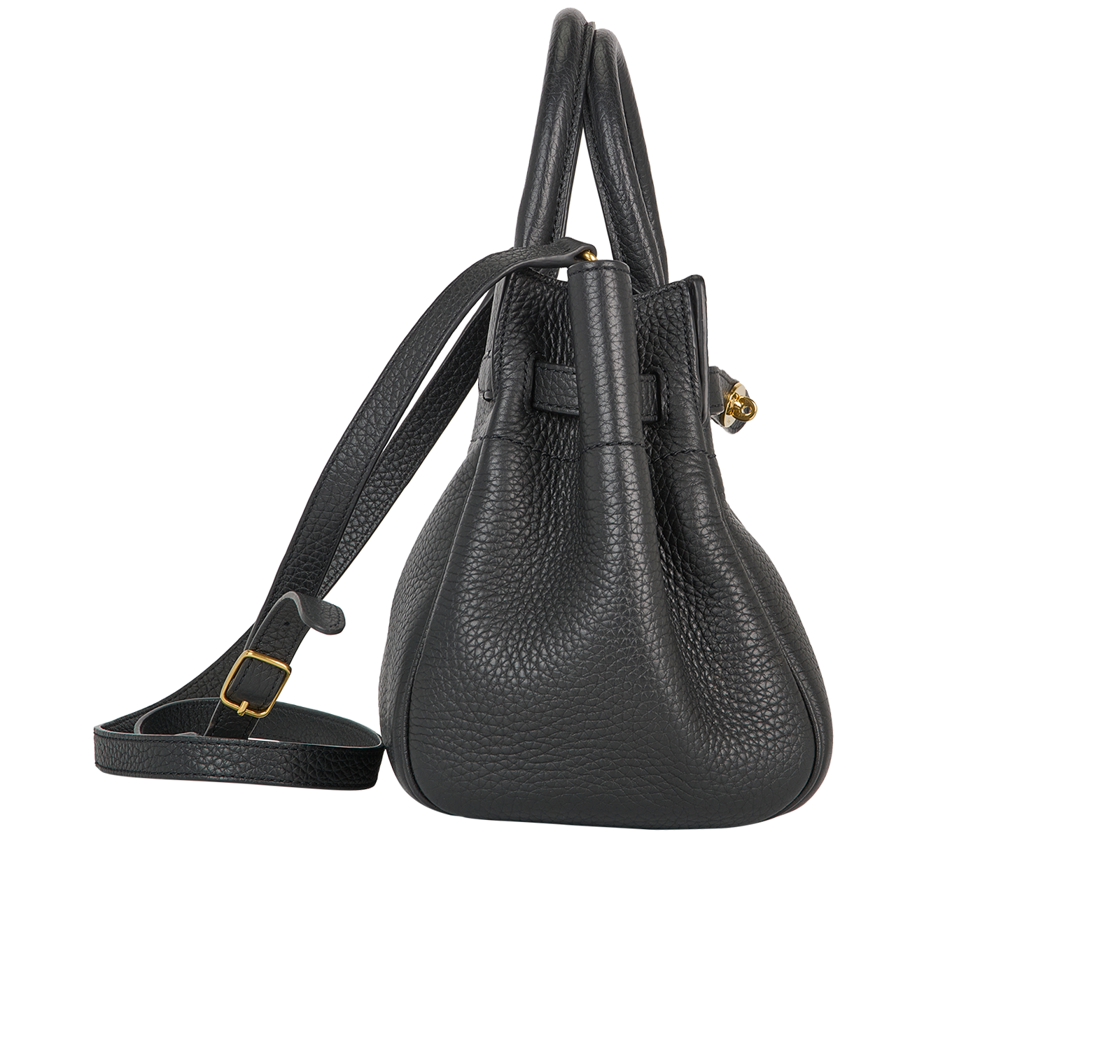 Belted Bayswater Tote, &pound;550, Handbags, Black, Leather, Side view